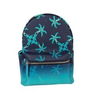 MCM Stark Ceramic Blue Gradation Palm Canvas Backpack